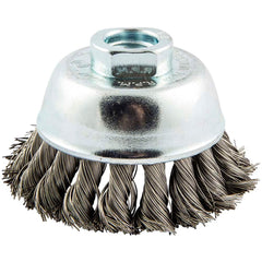 Norton - 2-3/4" Diam 5/8-11 Threaded Arbor Stainless Steel Fill Cup Brush - Top Tool & Supply