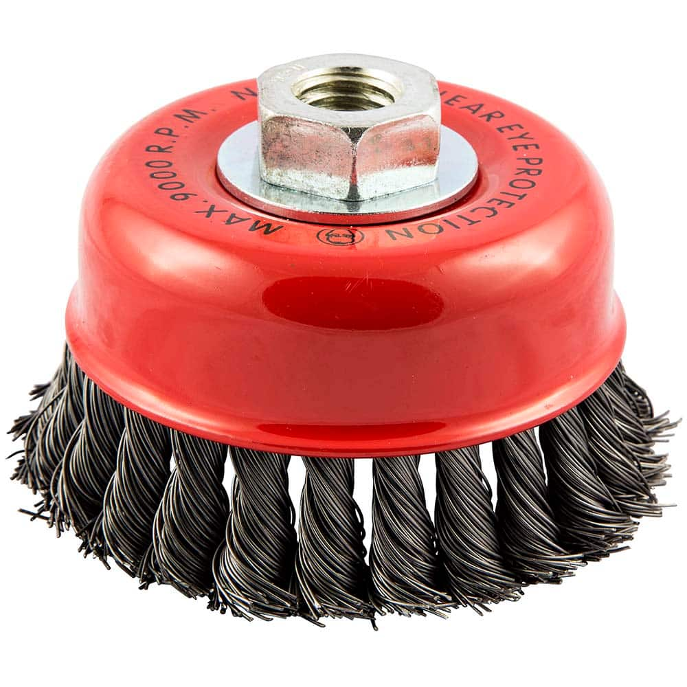 Norton - 4" Diam 5/8-11 Threaded Arbor Carbon Steel Fill Cup Brush - Top Tool & Supply