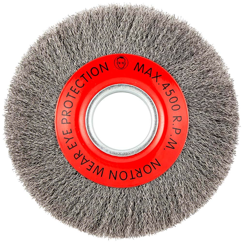 Norton - 8" OD, 2" Arbor Hole, Crimped Carbon Wheel Brush - Top Tool & Supply