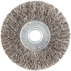 Norton - 3" OD, 1/2" Arbor Hole, Crimped Carbon Wheel Brush - Top Tool & Supply