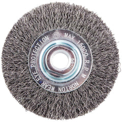 Norton - 4" OD, 5/8-11 Arbor Hole, Crimped Carbon Wheel Brush - Top Tool & Supply