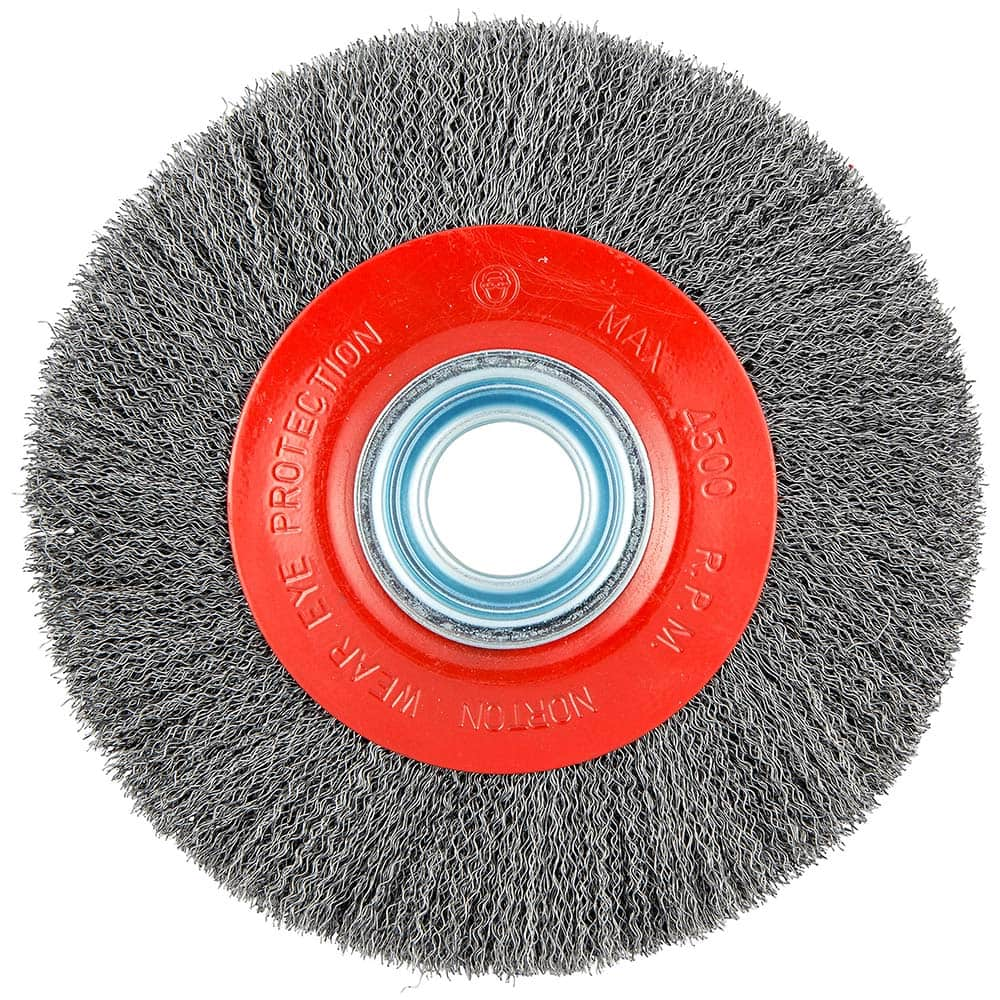 Norton - 8" OD, 1-1/4" Arbor Hole, Crimped Carbon Wheel Brush - Top Tool & Supply