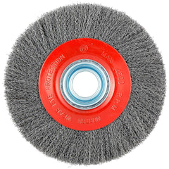 Norton - 8" OD, 1-1/4" Arbor Hole, Crimped Carbon Wheel Brush - Top Tool & Supply