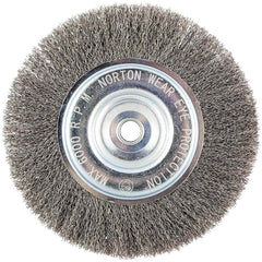 Norton - 8" OD, 5/8" Arbor Hole, Crimped Carbon Wheel Brush - Top Tool & Supply