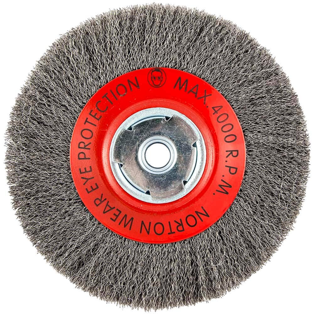 Norton - 8" OD, 5/8" Arbor Hole, Crimped Carbon Wheel Brush - Top Tool & Supply