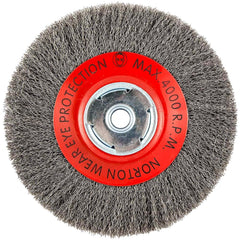 Norton - 8" OD, 5/8" Arbor Hole, Crimped Carbon Wheel Brush - Top Tool & Supply