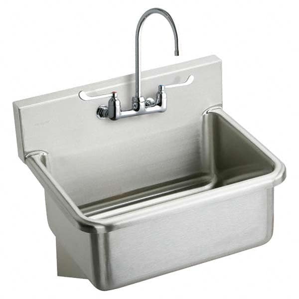 ELKAY - Stainless Steel Sinks Type: Hand Sink Wall Mount w/Manual Faucet Outside Length: 25 (Inch) - Top Tool & Supply