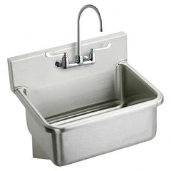 ELKAY - Stainless Steel Sinks Type: Hand Sink Wall Mount w/Manual Faucet Outside Length: 25 (Inch) - Top Tool & Supply