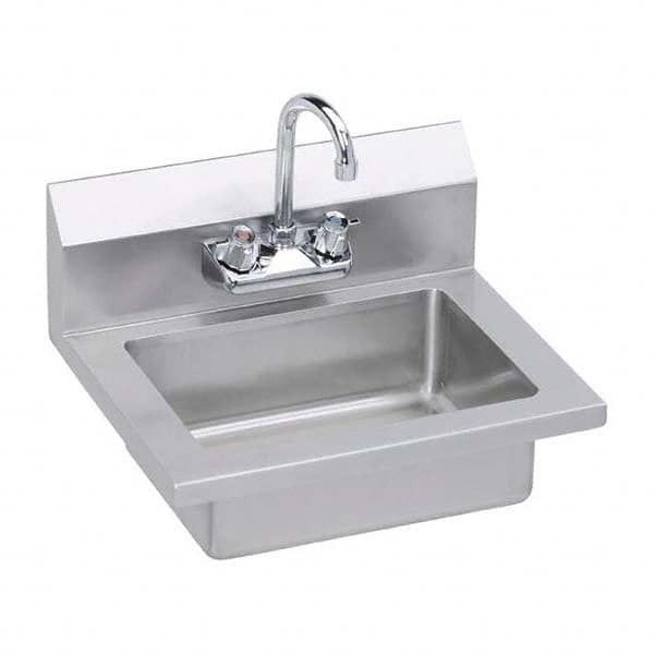 ELKAY - Stainless Steel Sinks Type: Hand Sink Wall Mount w/Manual Faucet Outside Length: 18 (Inch) - Top Tool & Supply