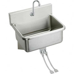 ELKAY - Stainless Steel Sinks Type: Hand Sink Wall Mount w/Double Knee Valve Outside Length: 25 (Inch) - Top Tool & Supply