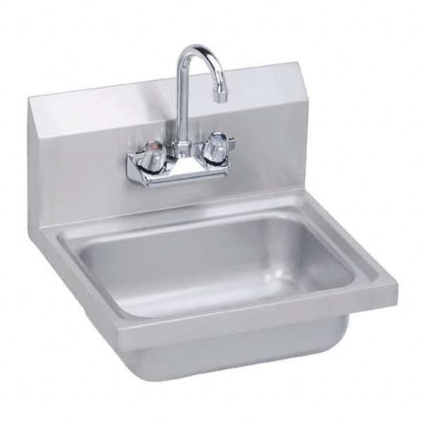 ELKAY - Stainless Steel Sinks Type: Hand Sink Wall Mount w/Manual Faucet Outside Length: 17 (Inch) - Top Tool & Supply