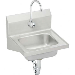 ELKAY - Stainless Steel Sinks Type: Hand Sink Wall Mount w/Electronic Faucet Outside Length: 16-3/4 (Inch) - Top Tool & Supply