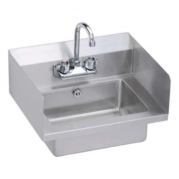 ELKAY - Stainless Steel Sinks Type: Hand Sink Wall Mount w/Manual Faucet Outside Length: 18 (Inch) - Top Tool & Supply