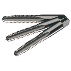 ‎5/16-18 UNC Flute Carbon Steel Standard Taper, Plug, and Bottoming Hand Tap Set- Bright - Exact Industrial Supply