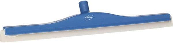 Vikan - 24" Foam Rubber Blade Floor Squeegee - Double Edge, Blue, Plastic Holder - Top Tool & Supply