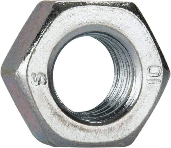 Value Collection - M8x1.25 Metric Coarse Steel Right Hand Hex Nut - 13mm Across Flats, 6.5mm High, Zinc-Plated Finish - Top Tool & Supply