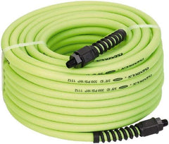 Legacy - 3/8" ID x 0.61" OD 100' Long Multipurpose Air Hose - MNPT x MNPT Ends, 300 Working psi, 150°, 1/4" Fitting, Green - Top Tool & Supply