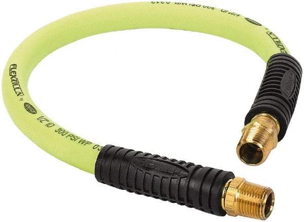 Legacy - 1/2" ID x 0.74" OD 2' Long Lead-In Whip Hose - FNPT x MNPT Swivel Ends, 300 Working psi, 140°, 1/2" Fitting, Green - Top Tool & Supply