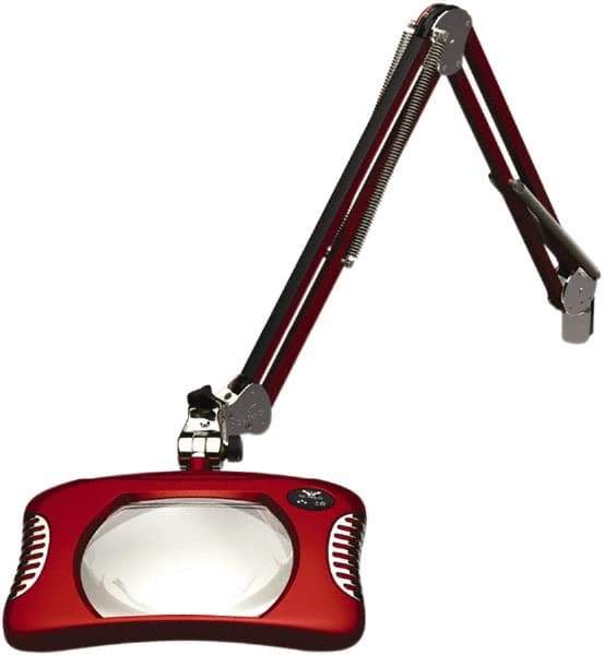 O.C. White - 43 Inch, Spring Suspension, Clamp on, LED, Blaze Red, Magnifying Task Light - 8 Watt, 7.5 and 15 Volt, 2x Magnification, 5-1/4 Inch Wide, 7 Inch Long - Top Tool & Supply