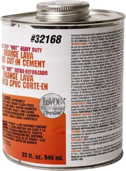 Oatey - 32 oz All-Purpose Medium Bodied Cement - Orange, Use with PVC & CPVC - Top Tool & Supply