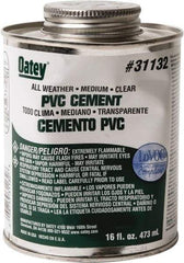 Oatey - 16 oz All-Purpose Medium Bodied Cement - Clear, Use with PVC - Top Tool & Supply