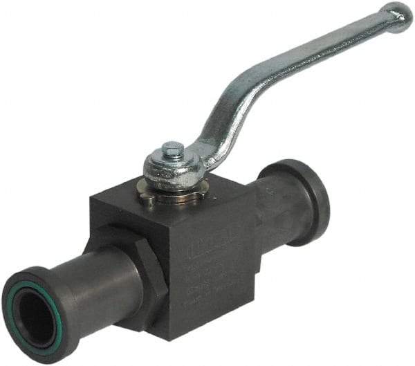 HYDAC - 1" Pipe, Full Port, Carbon Steel Full Port Ball Valve - Inline - Two Way Flow, SAE x SAE Ends, Offset Handle, 3,000 WOG - Top Tool & Supply