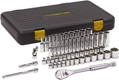 GearWrench - 56 Piece 3/8" Drive Chrome Finish Deep Well Socket Set - 6 Points, 1/4" to 1" (6mm to 19mm) Range, Inch/Metric Measurement Standard - Top Tool & Supply