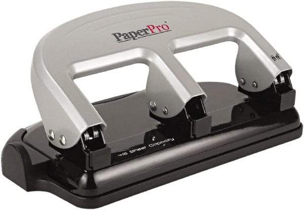 PaperPro - Paper Punches Type: 40 Sheet Manual Three Hole Punch Color: Black/Silver - Top Tool & Supply