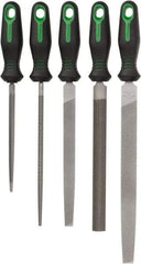 Nicholson - 5 Piece American Pattern File Set - 10", 8", 6" Long, Bastard Coarseness, Ergonomic Handle, Set Includes Round, Half Round, Mill, Slim Taper, Flat - Top Tool & Supply