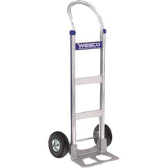 Wesco Industrial Products - 600 Lb Capacity 49" OAH Hand Truck - 14 x 7-1/2" Base Plate, Swept Back, Continuous Handle, Aluminum, Full Pneumatic Wheels - Top Tool & Supply