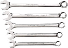 GearWrench - 5 Piece, 1-1/16" to 1-1/2", 12 Point Combination Wrench Set - Inch Measurement Standard, Chrome Finish - Top Tool & Supply