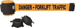 Banner Stakes - 30' Long x 2-1/2" Wide Nylon/Polyester Magnetic Wall Mount Barrier - Black on Orange - Top Tool & Supply