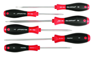 6 Piece - SoftFinish® Cushion Grip Screwdriver Set - #30291 - Includes: Slotted 4.5 - 6.5mm; Phillips #1 - 2 and Square #1 - 2 - Top Tool & Supply