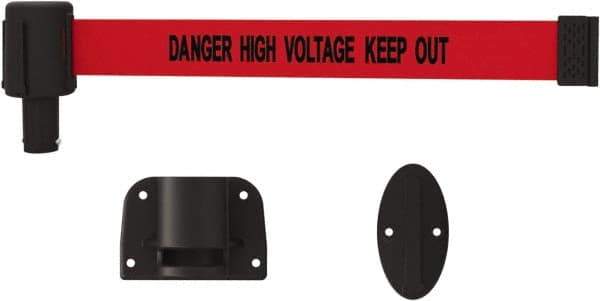 Banner Stakes - 15' Long x 2-1/2" Wide Nylon/Polyester Wall-Mounted Indoor Barrier - Black on Red - Top Tool & Supply