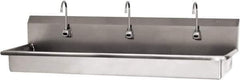 SANI-LAV - 65" Long x 16-1/2" Wide Inside, 1 Compartment, Grade 304 Stainless Steel (3) Person Wash-Station with Manual Faucet - 16 Gauge, 68" Long x 20" Wide x 21-1/2" High Outside, 5-1/2" Deep - Top Tool & Supply