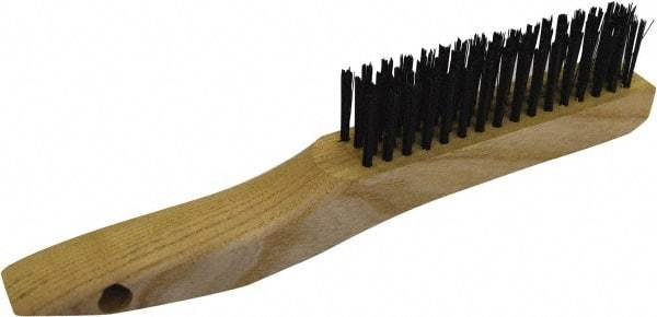 Gordon Brush - 4 Rows x 16 Columns Steel Scratch Brush - 4-3/4" Brush Length, 10" OAL, 1/8 Trim Length, Wood Shoe Handle - Top Tool & Supply