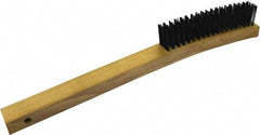 Gordon Brush - 4 Rows x 19 Columns Steel Scratch Brush - 5-3/8" Brush Length, 13-3/4" OAL, 1/8 Trim Length, Wood Curved Handle - Top Tool & Supply