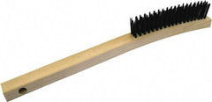 Gordon Brush - 3 Rows x 19 Columns Steel Scratch Brush - 5-3/4" Brush Length, 13-3/4" OAL, 1/8 Trim Length, Wood Curved Handle - Top Tool & Supply