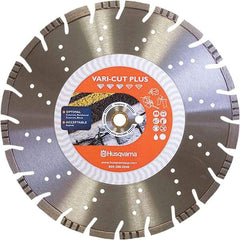 Husqvarna - 14" Diam, 25/32 & 1" Arbor Hole Diam, Continuous Edge Tooth Wet & Dry Cut Saw Blade - Diamond-Tipped, General Purpose Action, Standard Round Arbor - Top Tool & Supply