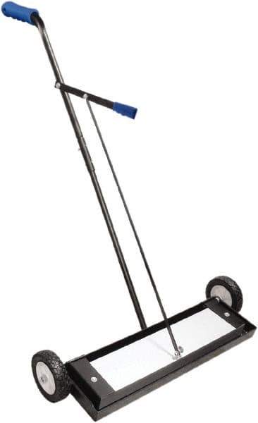 Shields Magnetics - 24" Long Push Magnetic Sweeper with Wheels - 4" Wide x 2" High x 36" Long, 7" Wheel Diam, 2" Clearance - Top Tool & Supply