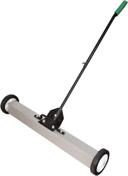 Shields Magnetics - 36" Long Push Magnetic Sweeper with Wheels - 4" Wide x 3" High x 36" Long, 7" Wheel Diam, 1 to 2" Clearance - Top Tool & Supply