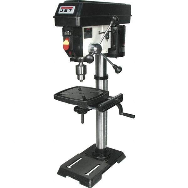 Jet - 12" Swing, Variable Speed Pulley Drill Press (Woodworking) - Variable Speed, 1/2 hp, Single Phase - Top Tool & Supply