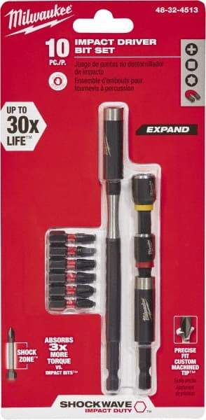 Milwaukee Tool - Impact Ready Accessory Set - 1/4" Hex Drive, Phillips, Slotted, Torx, Square Point - Top Tool & Supply