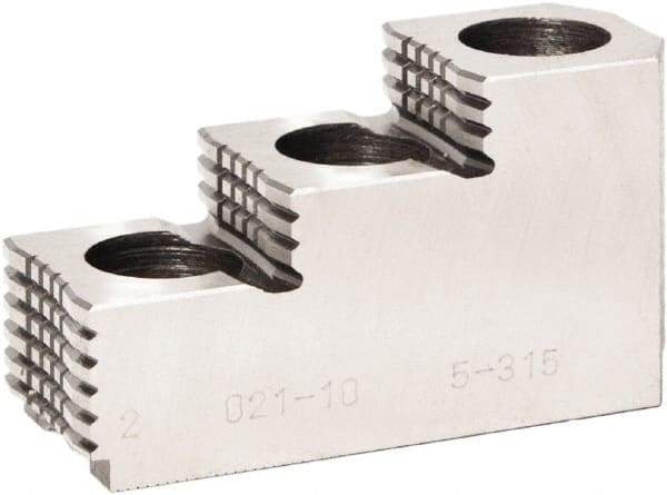 Bison - 6" Max Chuck Diam Compatibility, Steel 1.5mm x 60° Serrated Hard Lathe Top Jaws - 3 Steps - Top Tool & Supply