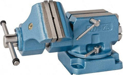 Bison - 5" Jaw Width x 5.9" Jaw Opening Capacity, 8.46" Throat Depth, Bench & Pipe Combination Vise - 1-1/4 to 2.36" Pipe Capacity, Swivel Base, Bolt Down Attachment, Steel - Top Tool & Supply