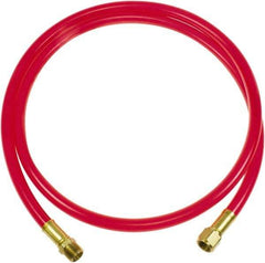 PRO-SOURCE - 3/8" ID 3' Long Lead-In Whip Hose - FNPT x MNPT Swivel Ends, 200 Working psi, 165°, 3/8" Fitting, Transparent Red - Top Tool & Supply