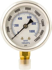 Value Collection - Hydraulic Pressure Gages & Adapters Type: Dry Gauge Pressure Rating: 0 - 15000 - Top Tool & Supply