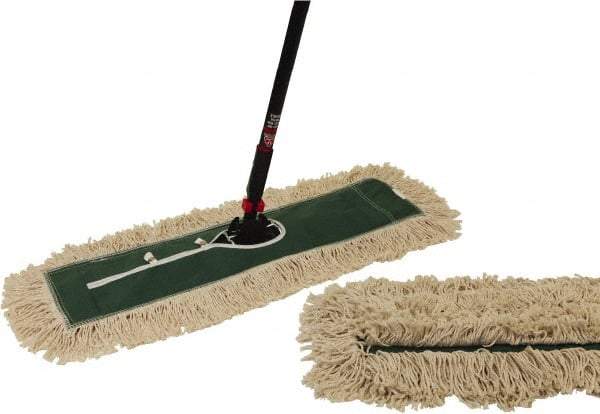 O-Cedar - 60" Long x 24" Wide Cotton & Metal Dust Mop Kit - White, Green & Black, Snap-On - Top Tool & Supply