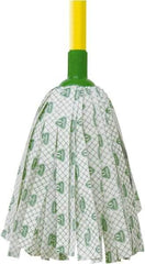 O-Cedar - White & Green Deck Mop - 4-1/2" Long x 3" Wide Head, 48" Long Handle, Rayon/Polyester Head - Top Tool & Supply