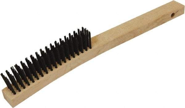 O-Cedar - 18 Rows, Steel Wire Brush - 10" Brush Length, 14" OAL, 1-1/8" Trim Length, Wood Curved Handle - Top Tool & Supply